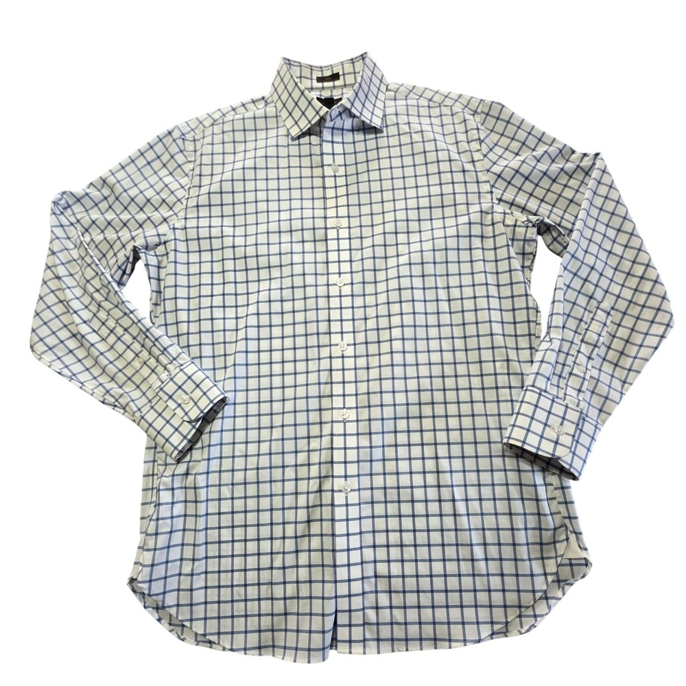 J.Crew Men's‎ Ludlow Slim Fit Button Down Shirt White Blue Plaid Size 16/33
